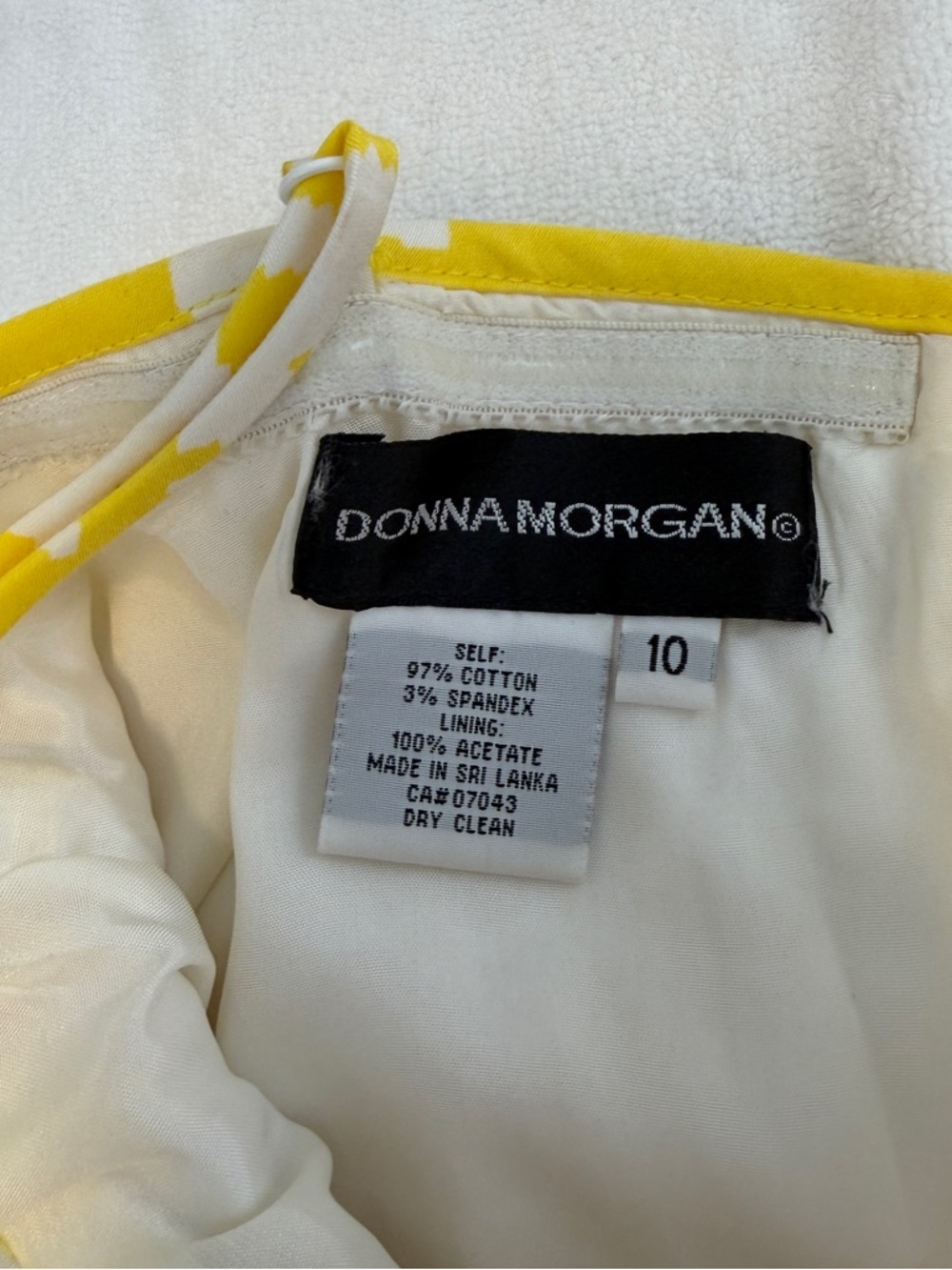 Donna Morgan Yellow Floral Dress Size 10 Spaghetti Strap A-Line Summer Mini - Picture 3 of 5